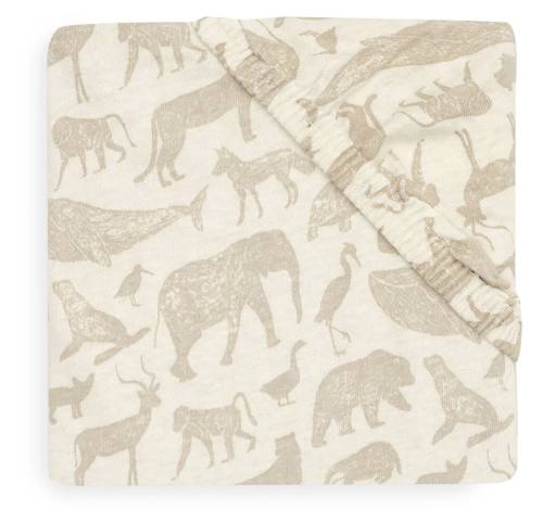 JOLLEIN Fitted Sheet Jersey 70x140 - Animals Nougat